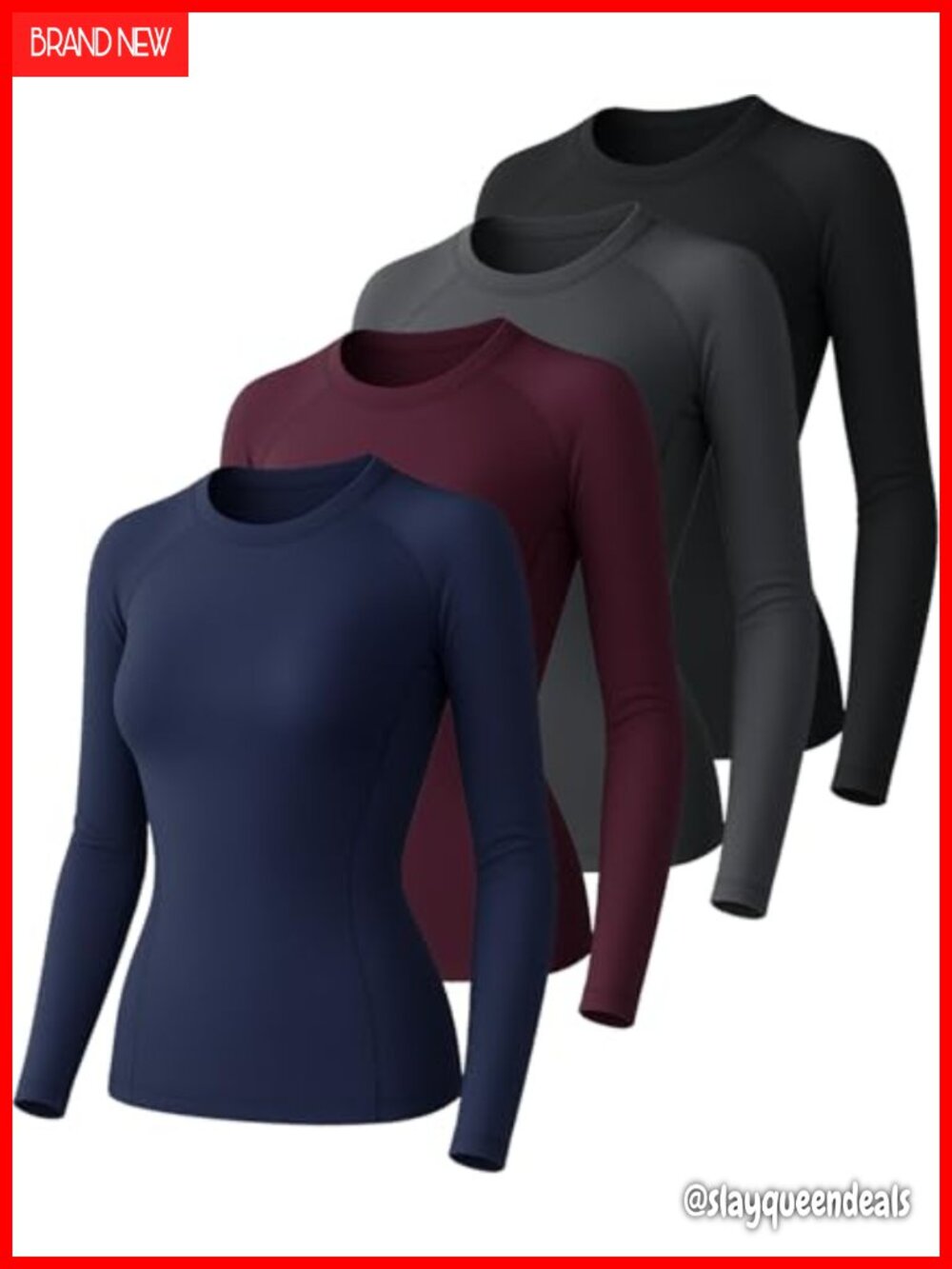 Women's Long Sleeve Compression Shirt 4 Pack Workout Athletic Top